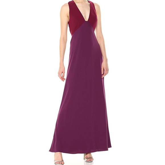Jill Jill Stuart V-Neck Crepe Two Tone Gown Sz:10 - Picture 5 of 7